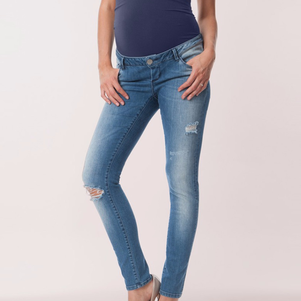 Seraphine Over-Bump Ripped Skinny Maternity Jeans